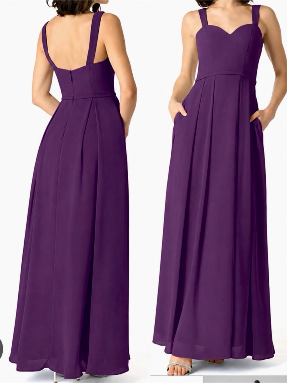 Azazie 'Simoan' A-line dress/gown - purple/plum, lined, chiffon, size 18, BNWT